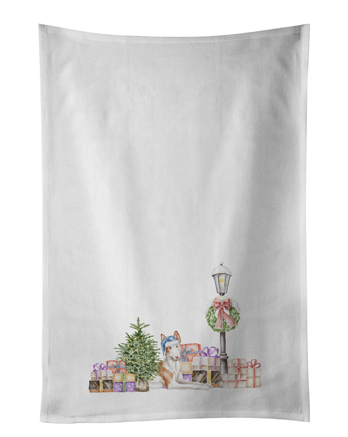 Buy this Ibizan Hound Relaxing with Christmas Wonderland White Kitchen Towel Set of 2