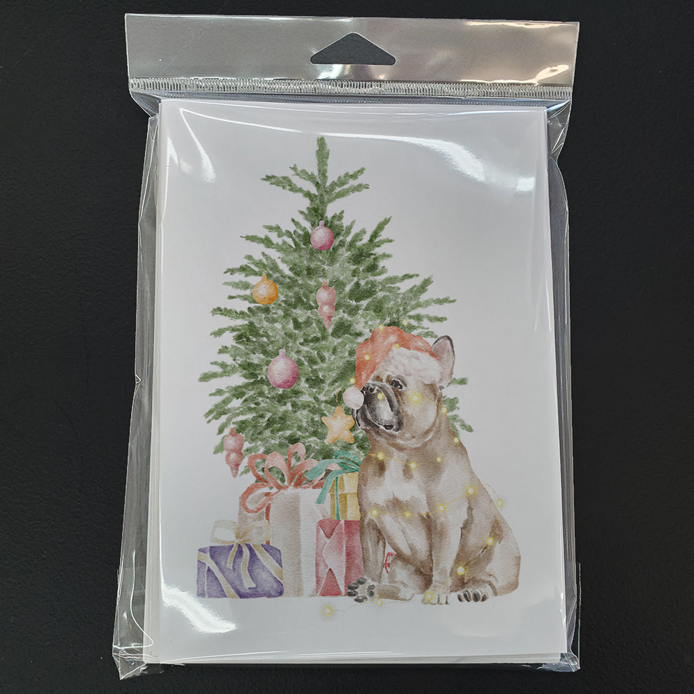 Christmas French Bulldog Fawn Greeting Cards and Envelopes Pack of 8 - the-store.com