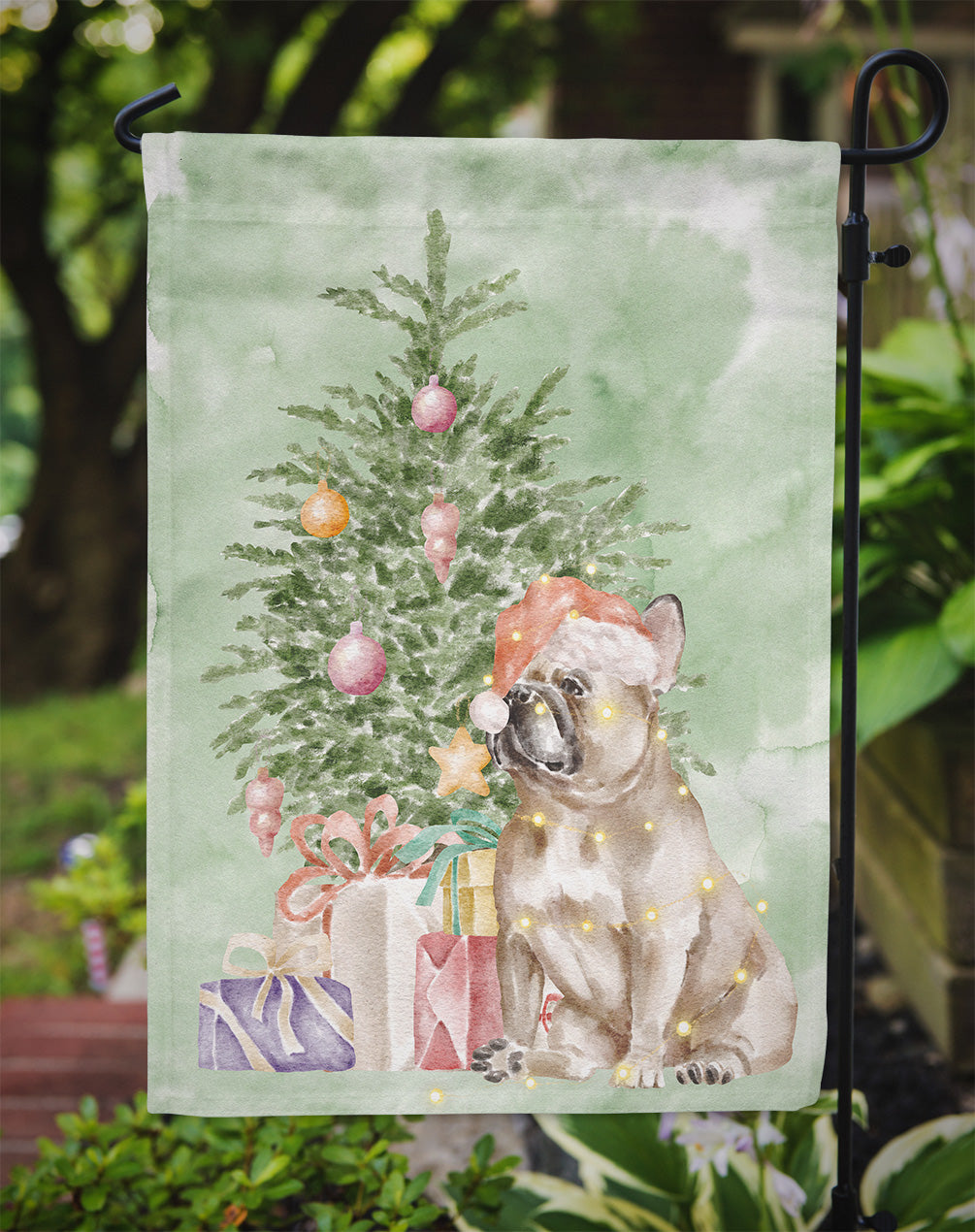 Christmas French Bulldog Fawn Flag Garden Size