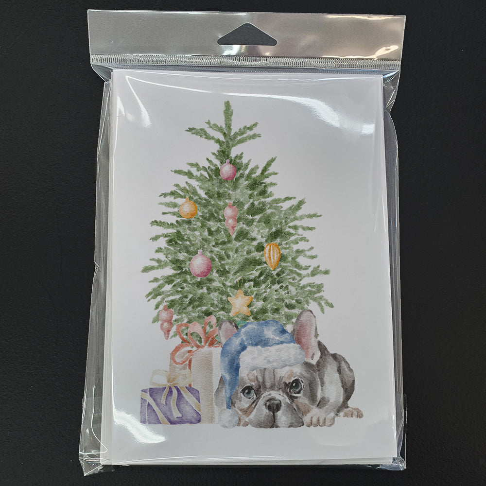 Christmas French Bulldog Black #1 Greeting Cards and Envelopes Pack of 8 - the-store.com