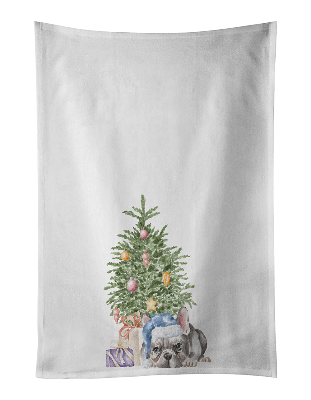 Buy this French Bulldog Black #1 Christmas Presents and Tree White Kitchen Towel Set of 2