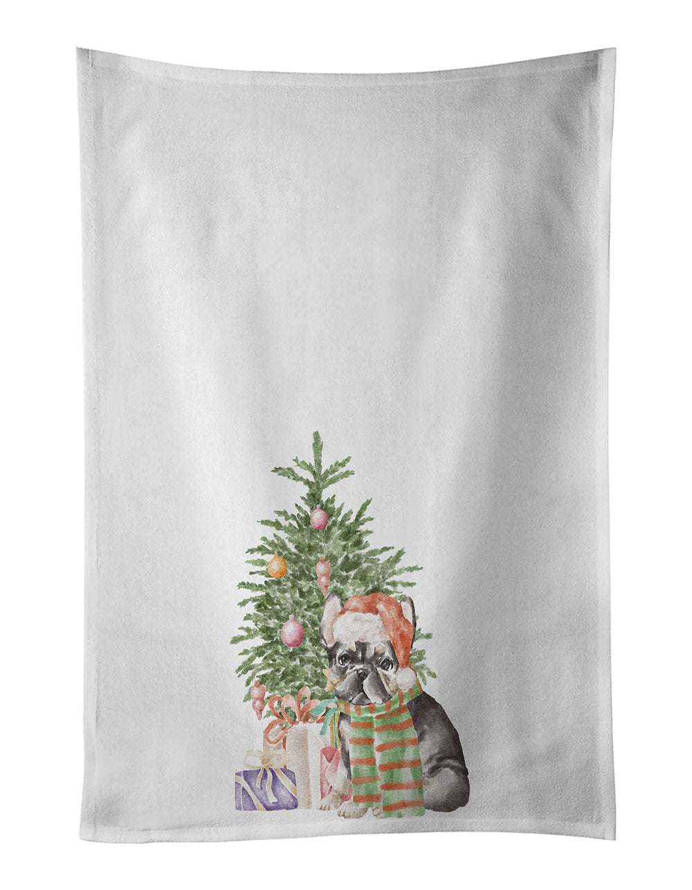 Buy this French Bulldog Black #2 Christmas Presents and Tree White Kitchen Towel Set of 2