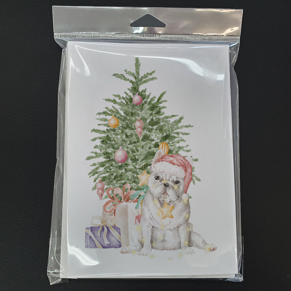 Christmas French Bulldog White Greeting Cards and Envelopes Pack of 8 - the-store.com