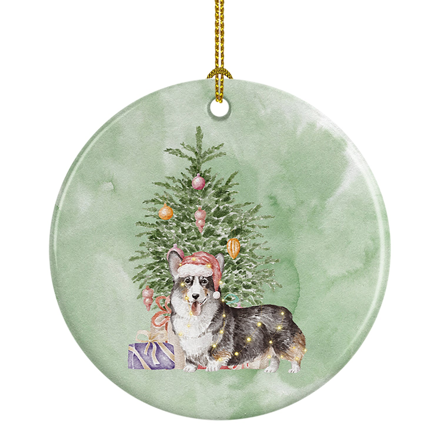 Buy this Christmas Pembroke Corgi Tricolor Ceramic Ornament