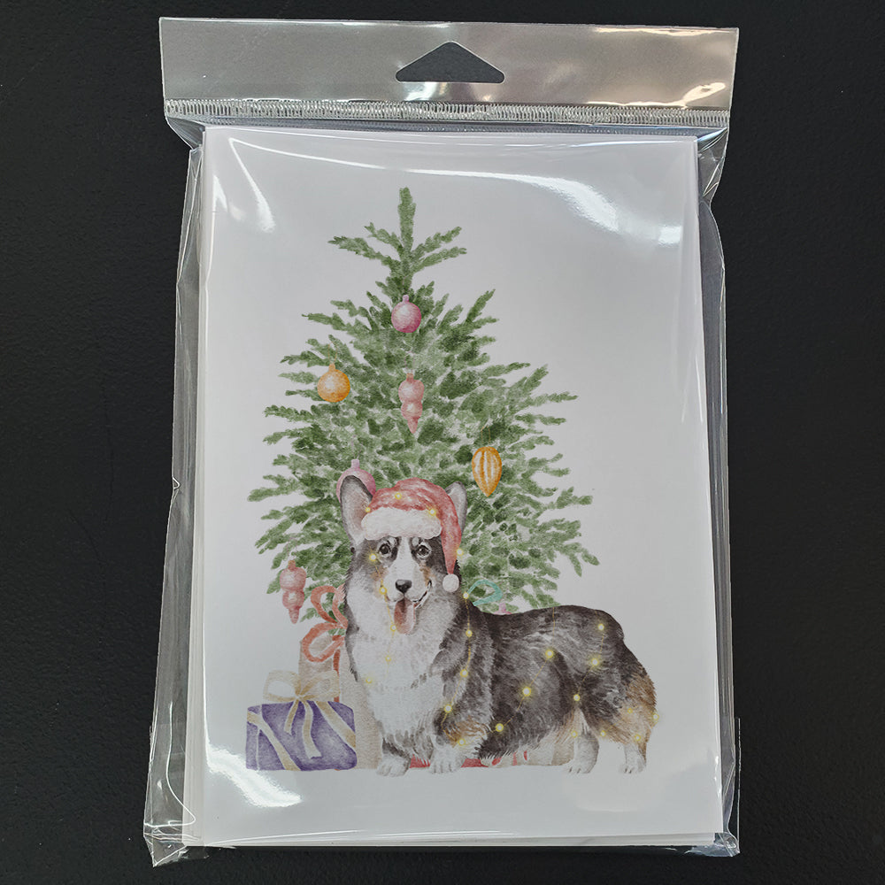 Christmas Pembroke Corgi Tricolor Greeting Cards and Envelopes Pack of 8 - the-store.com