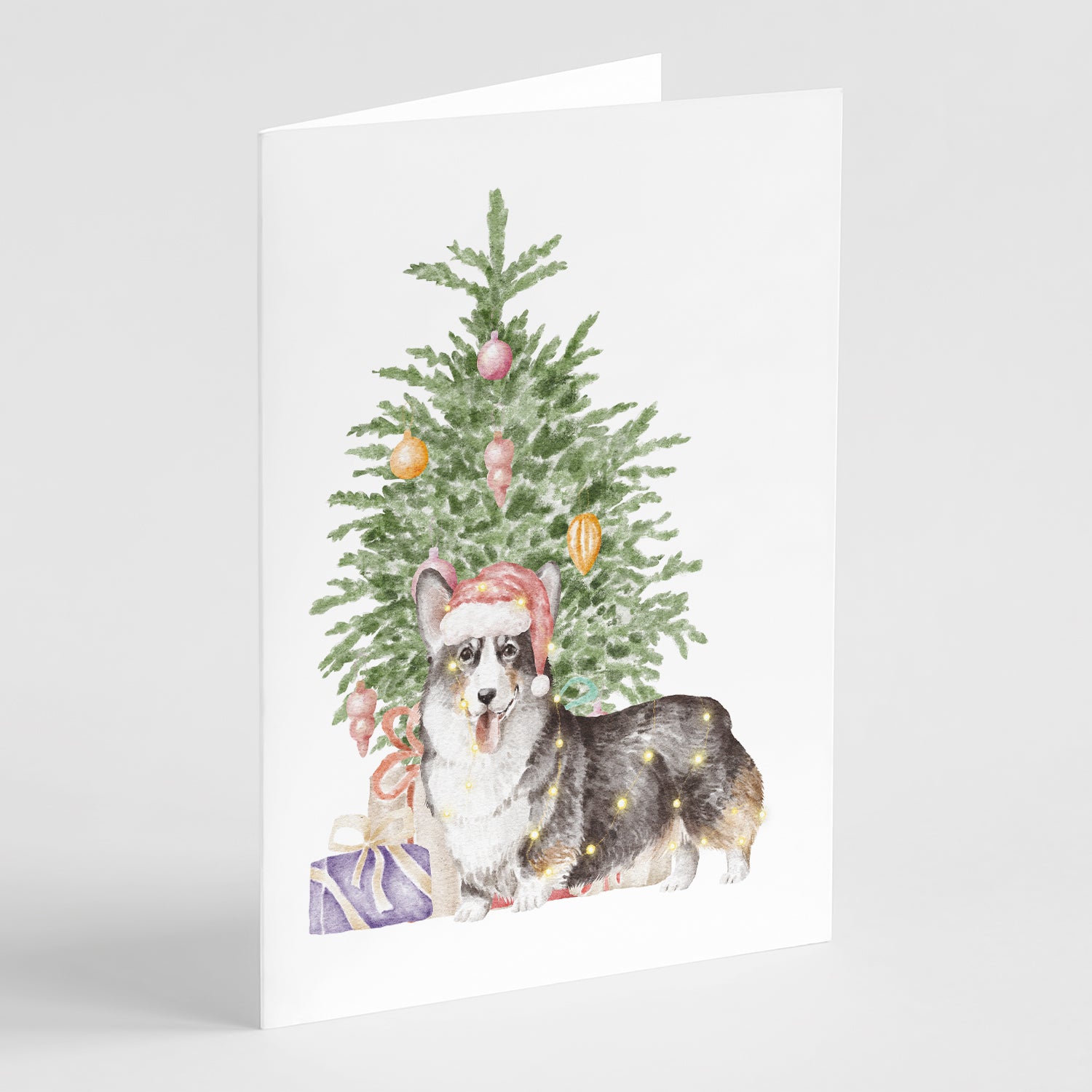Buy this Christmas Pembroke Corgi Tricolor Greeting Cards and Envelopes Pack of 8
