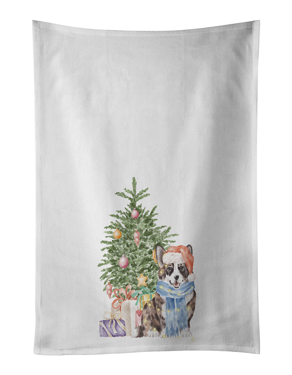 Buy this Corgi Cardigan Christmas Presents and Tree White Kitchen Towel Set of 2