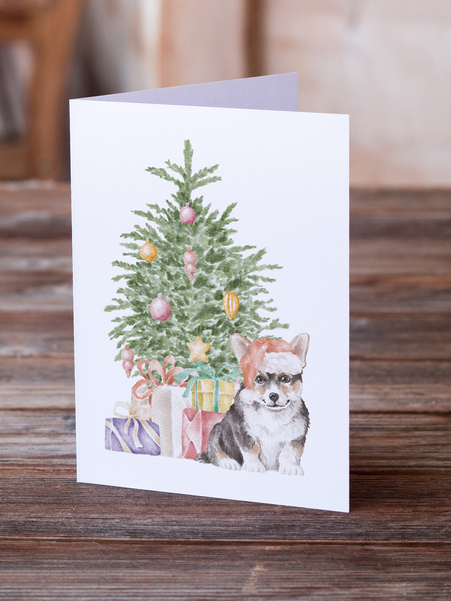 Christmas Corgi Puppy Greeting Cards and Envelopes Pack of 8 - the-store.com