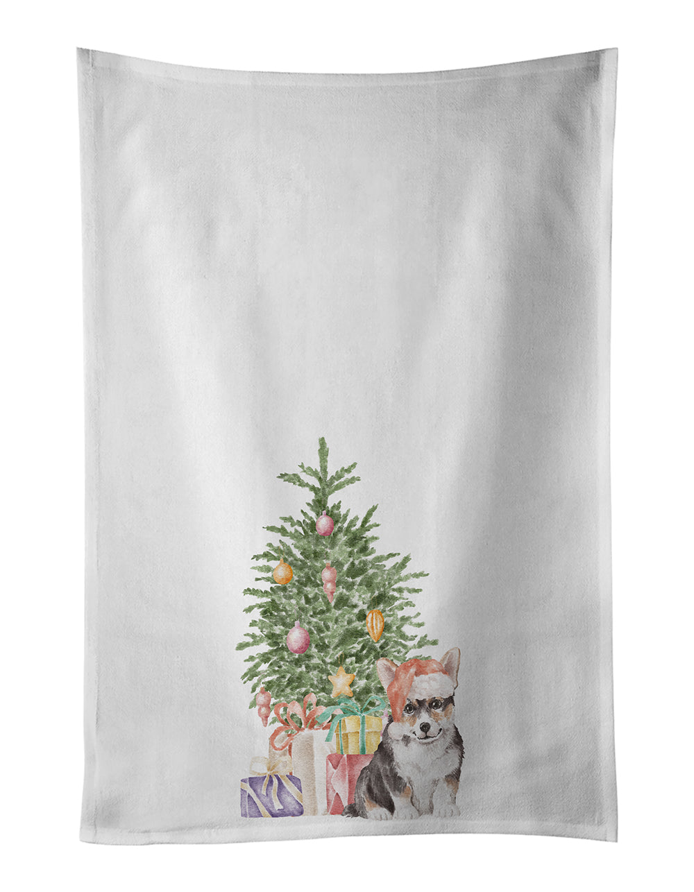 Buy this Corgi Puppy Christmas Presents and Tree White Kitchen Towel Set of 2