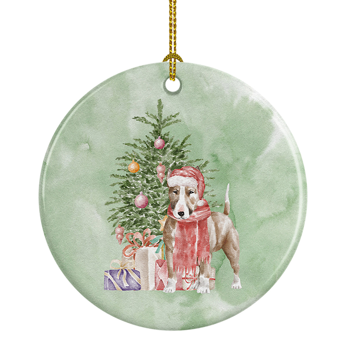 Buy this Christmas Bull Terrier Red Ceramic Ornament
