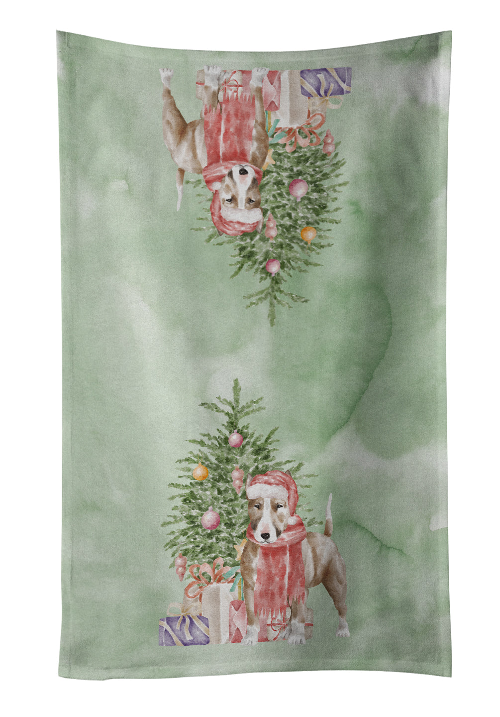 Buy this Christmas Bull Terrier Red Kitchen Towel