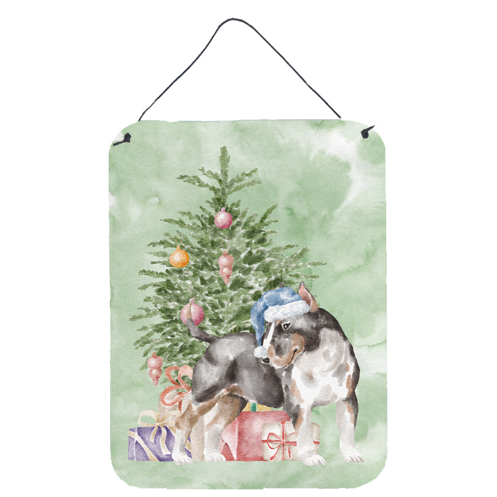 Buy this Christmas Bull Terrier Tricolor Wall or Door Hanging Prints