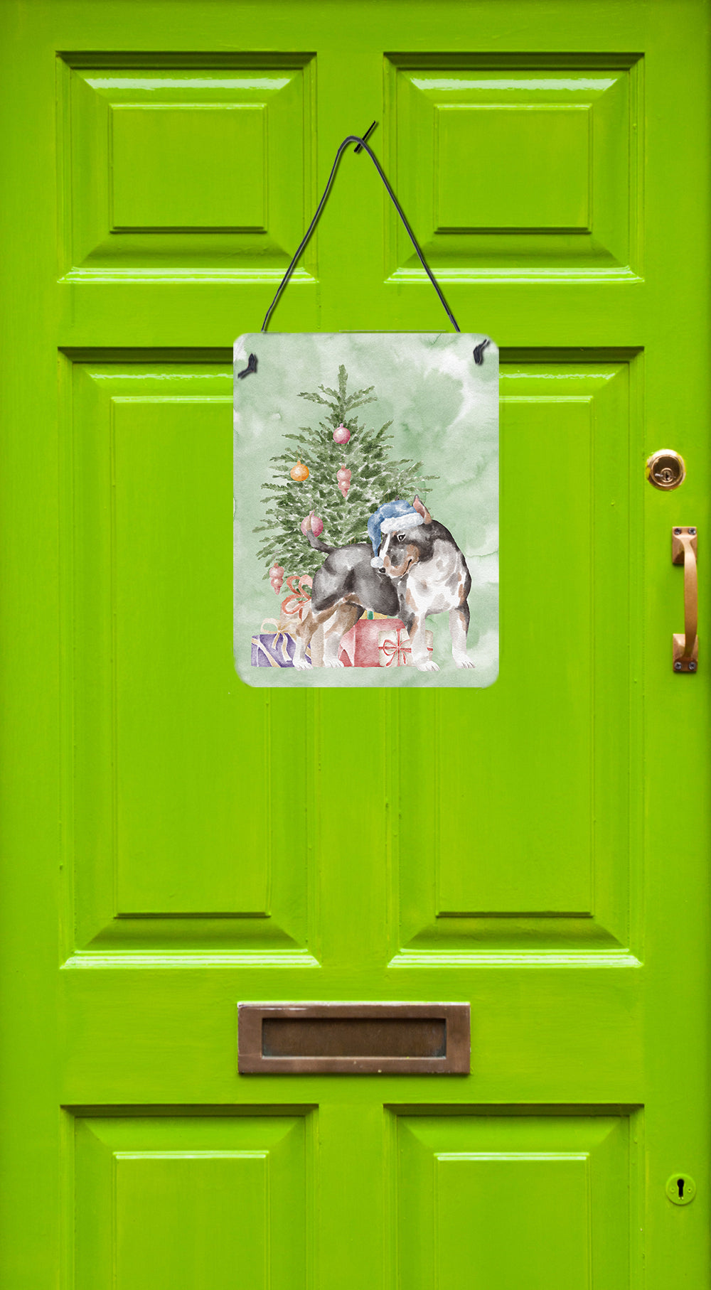 Christmas Bull Terrier Tricolor Wall or Door Hanging Prints - the-store.com