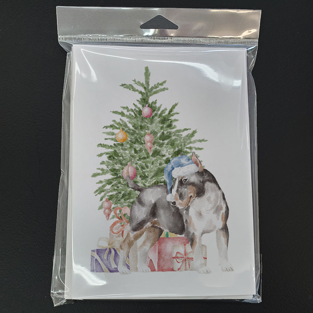 Christmas Bull Terrier Tricolor Greeting Cards and Envelopes Pack of 8 - the-store.com