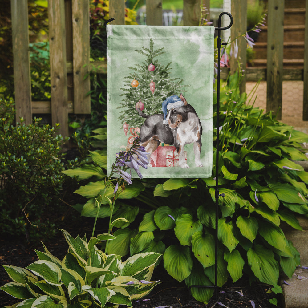 Christmas Bull Terrier Tricolor Flag Garden Size  the-store.com.