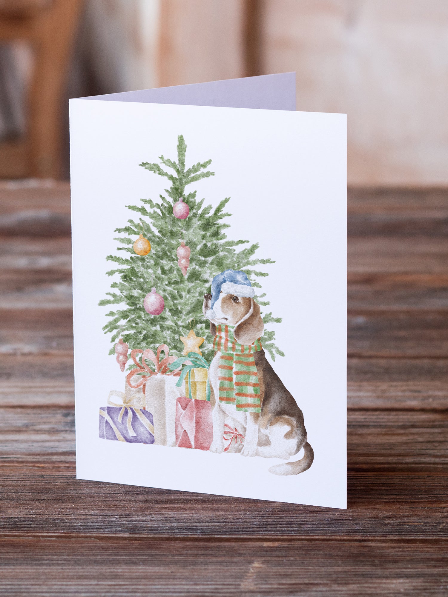 Christmas Beagle Greeting Cards and Envelopes Pack of 8 - the-store.com