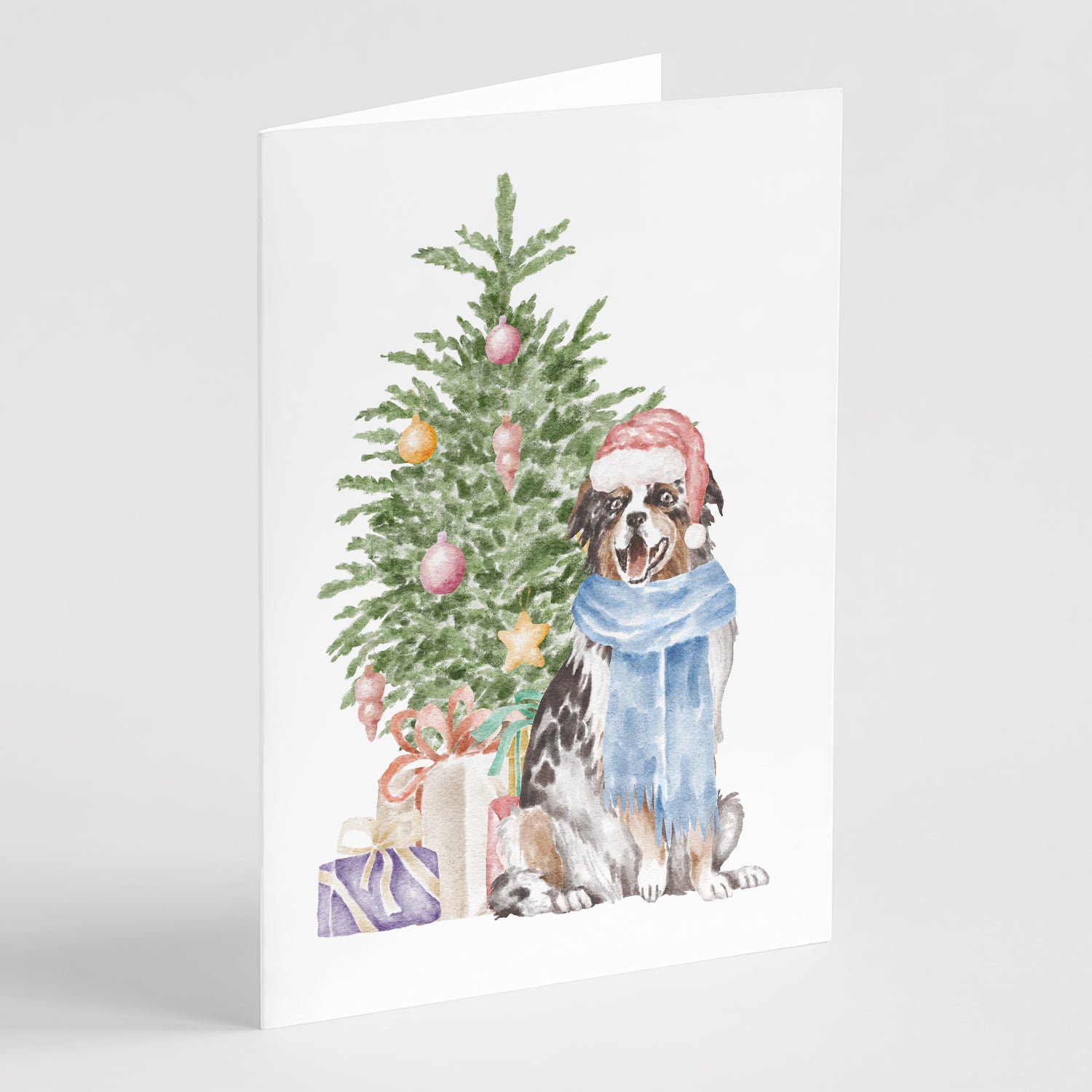 Buy this Christmas Australian Shepherd Greeting Cards and Envelopes Pack of 8