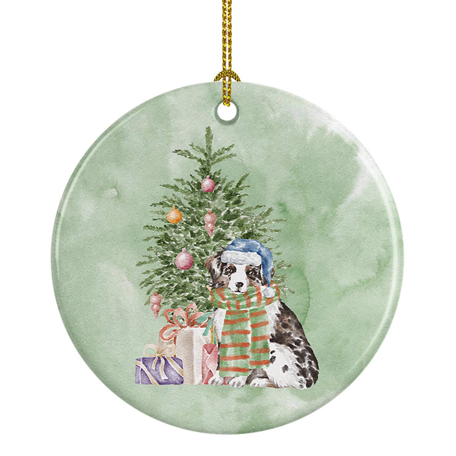 Buy this Christmas Australian Shepherd Puppy Ceramic Ornament