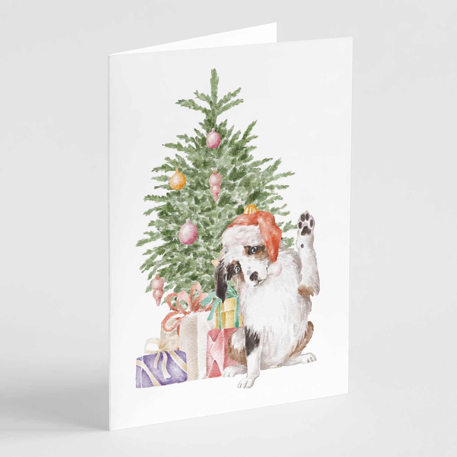 Buy this Christmas Australian Shepherd Hi Five Greeting Cards and Envelopes Pack of 8