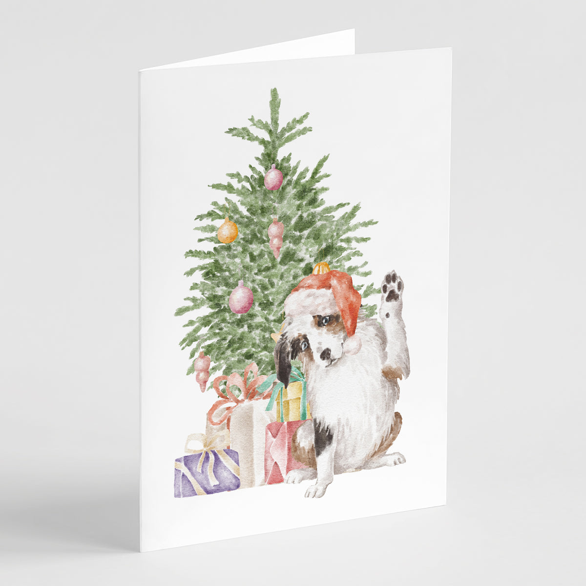 Buy this Christmas Australian Shepherd Hi Five Greeting Cards and Envelopes Pack of 8