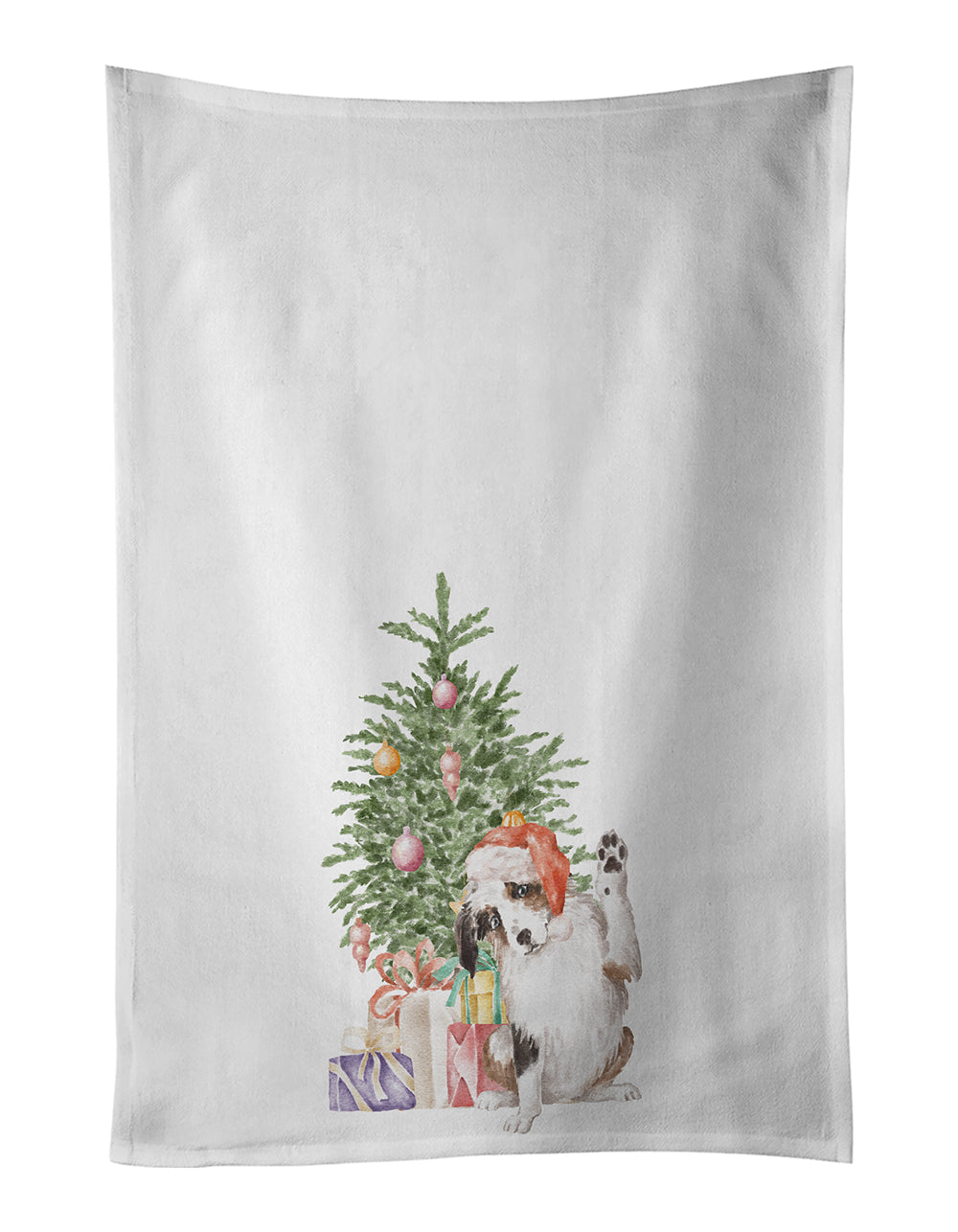 Buy this Australian Shepherd High Five Christmas Presents and Tree White Kitchen Towel Set of 2