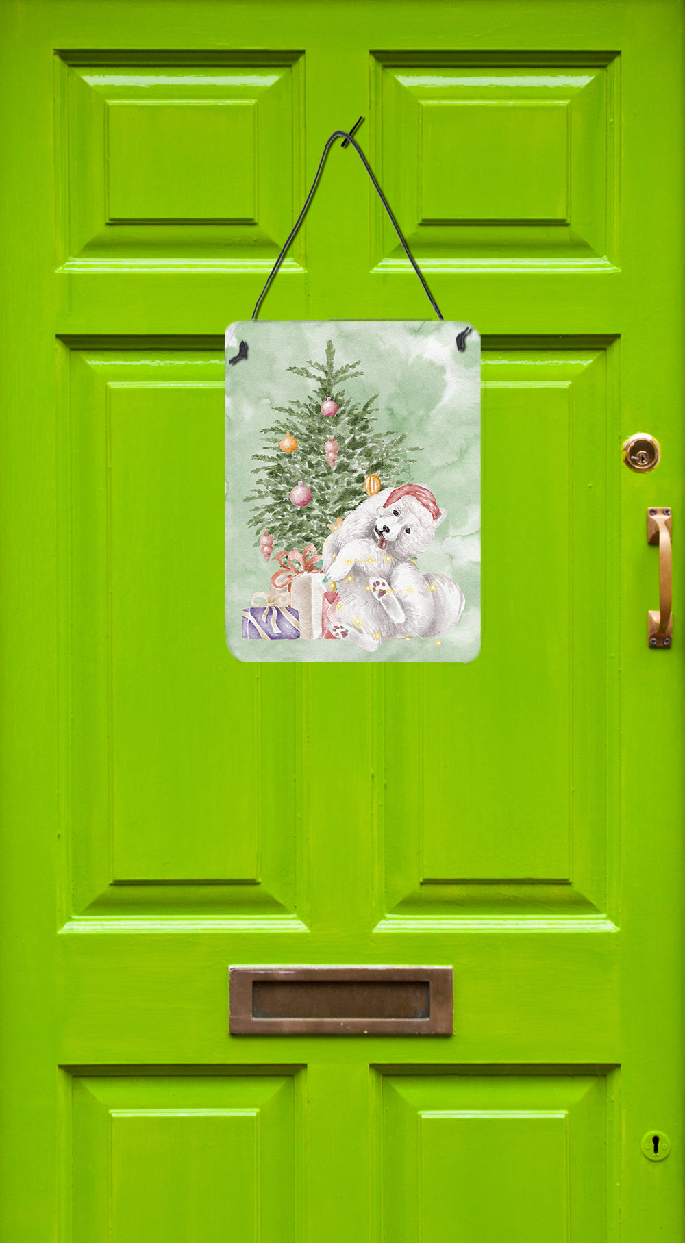 Christmas Samoyed Caught Up Wall or Door Hanging Prints - the-store.com