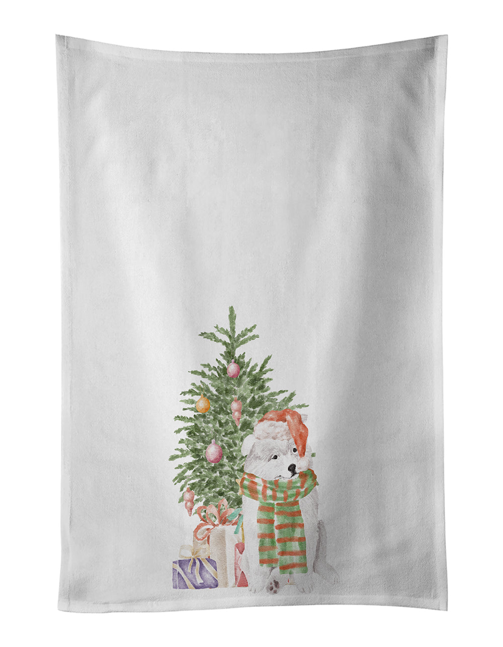 Buy this Samoyed Christmas Presents and Tree White Kitchen Towel Set of 2
