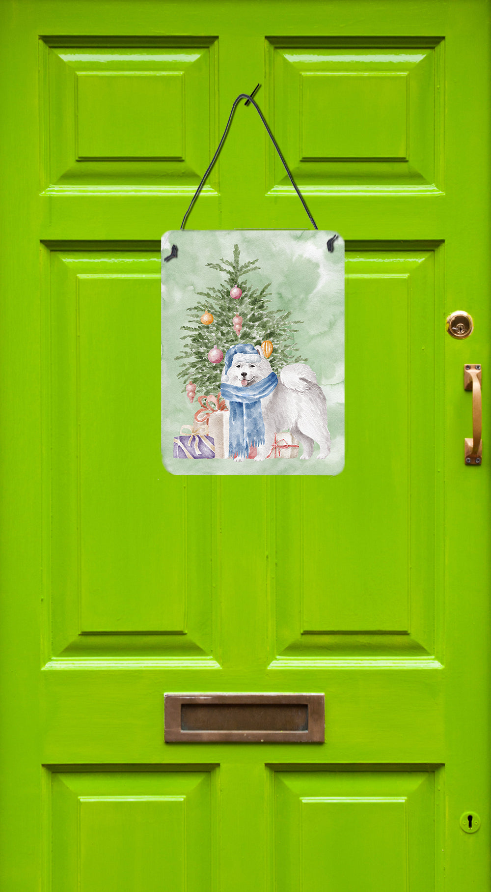 Christmas Samoyed #2 Wall or Door Hanging Prints - the-store.com