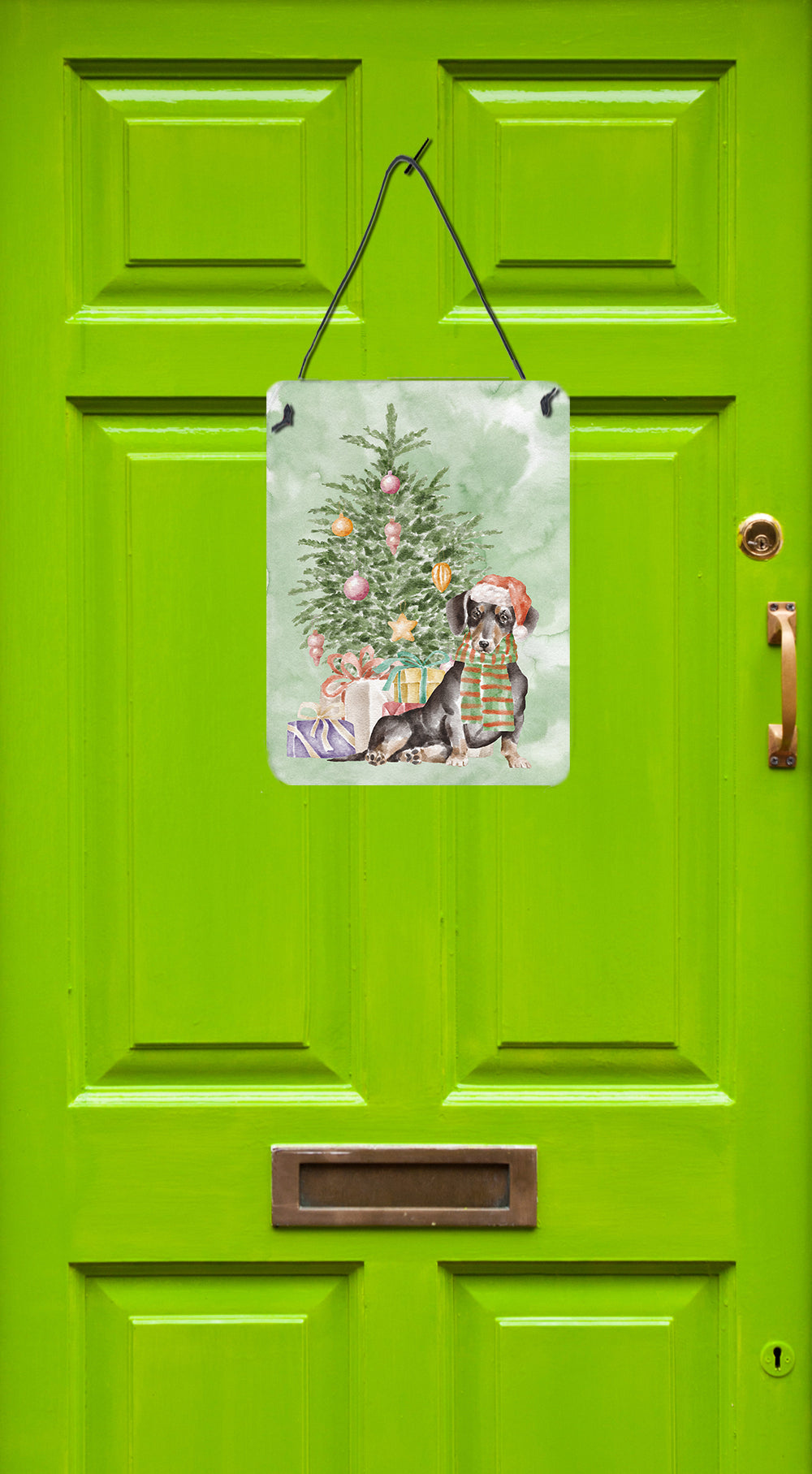 Christmas Dachshund Black Tan Wall or Door Hanging Prints - the-store.com