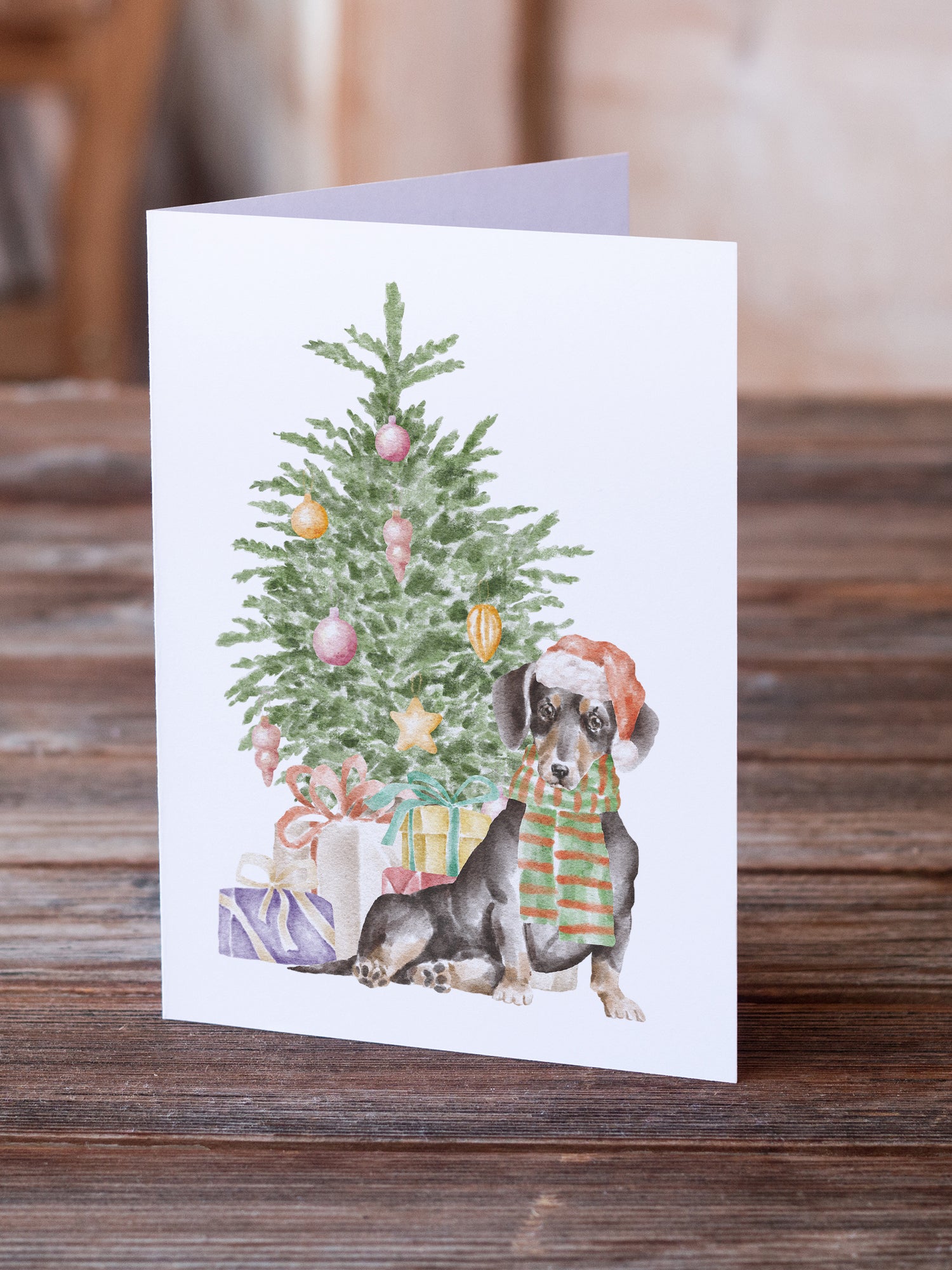 Buy this Christmas Dachshund Black Tan Greeting Cards and Envelopes Pack of 8