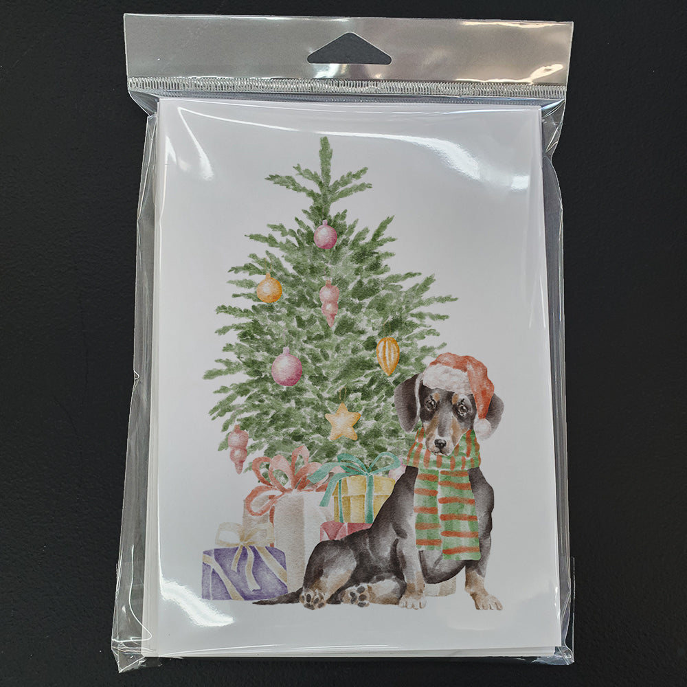Christmas Dachshund Black Tan Greeting Cards and Envelopes Pack of 8 - the-store.com