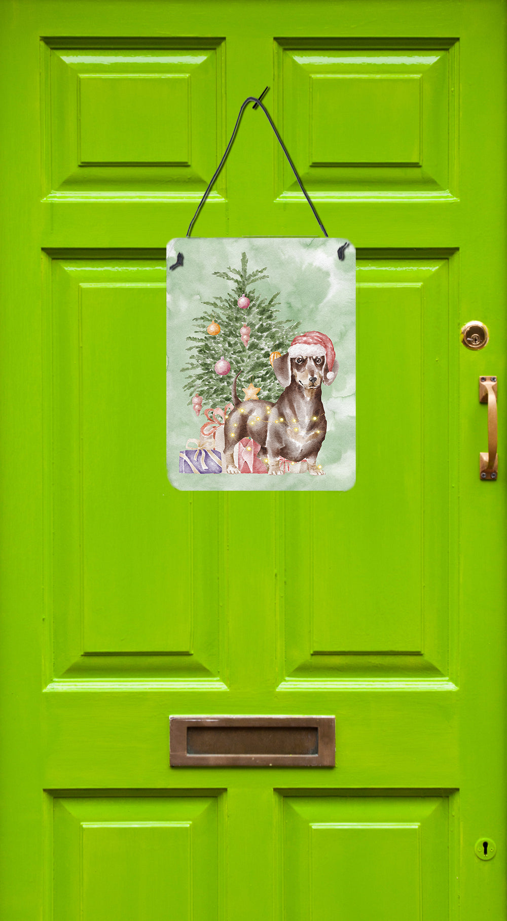 Buy this Christmas Dachshund Chocolate Tan Wall or Door Hanging Prints