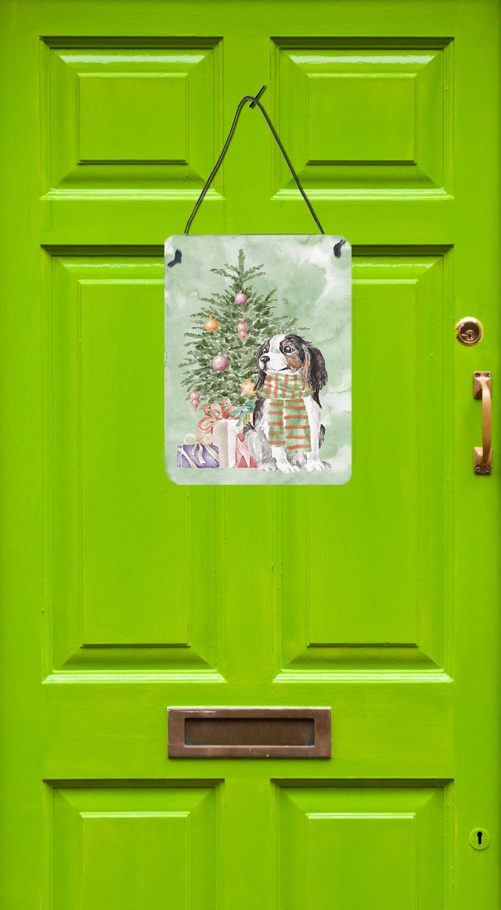 Christmas Cavalier Spaniel Tricolor Wall or Door Hanging Prints - the-store.com