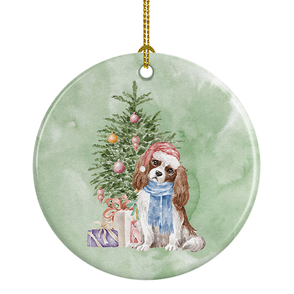 Buy this Christmas Cavalier Spaniel Bleheim Ceramic Ornament