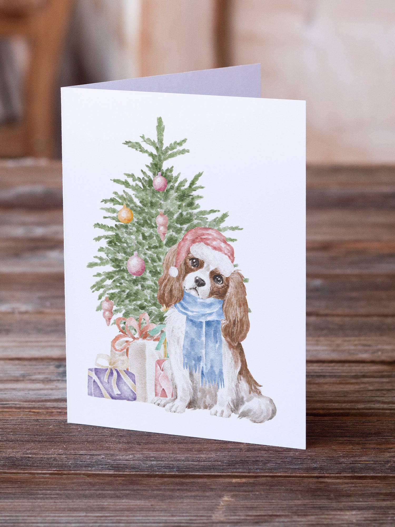 Christmas Cavalier Spaniel Bleheim Greeting Cards and Envelopes Pack of 8 - the-store.com
