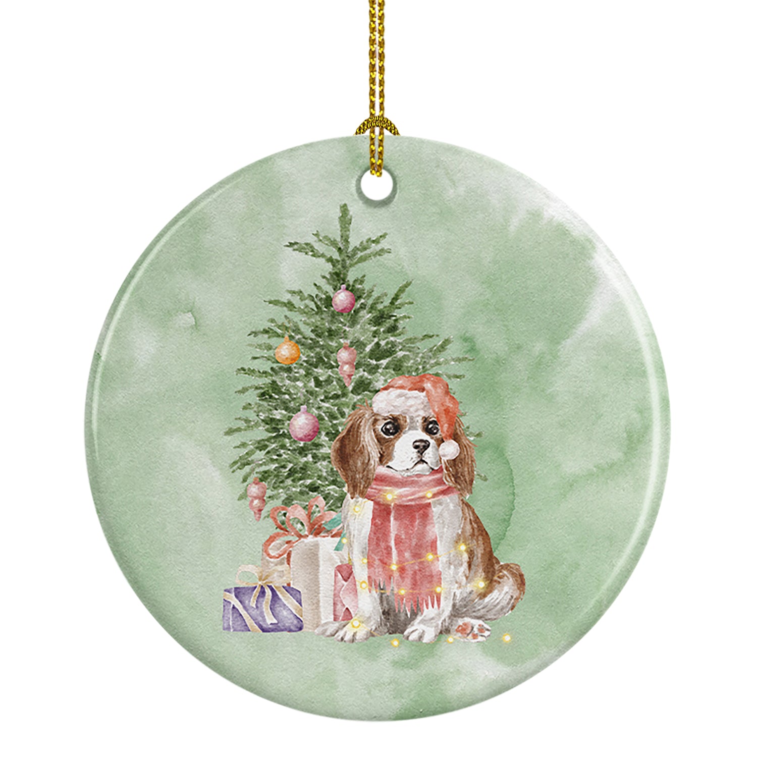 Buy this Christmas Cavalier Spaniel Bleheim Puppy Ceramic Ornament