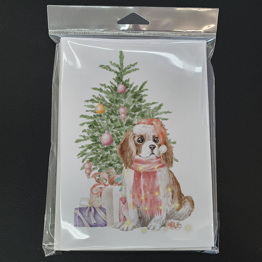 Christmas Cavalier Spaniel Bleheim Puppy Greeting Cards and Envelopes Pack of 8 - the-store.com