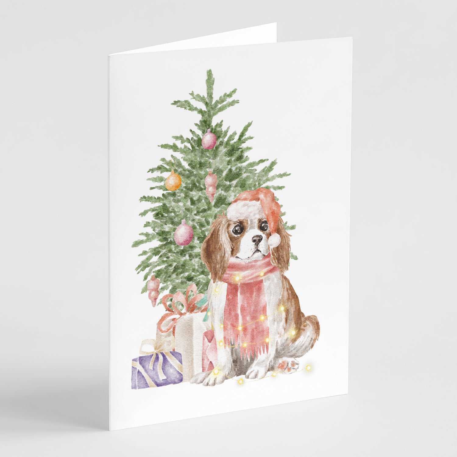 Buy this Christmas Cavalier Spaniel Bleheim Puppy Greeting Cards and Envelopes Pack of 8