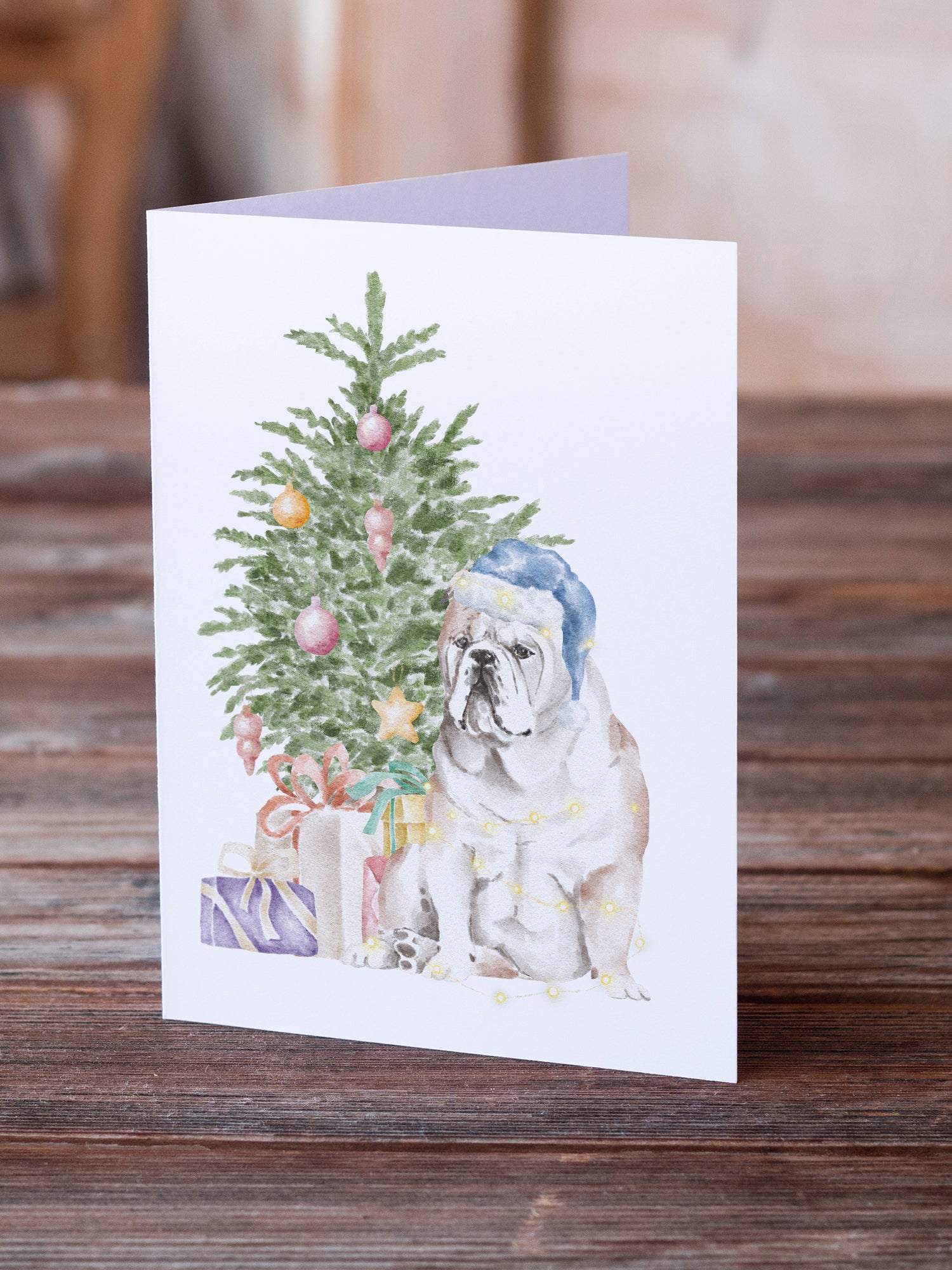 Christmas English Bulldog Greeting Cards and Envelopes Pack of 8 - the-store.com