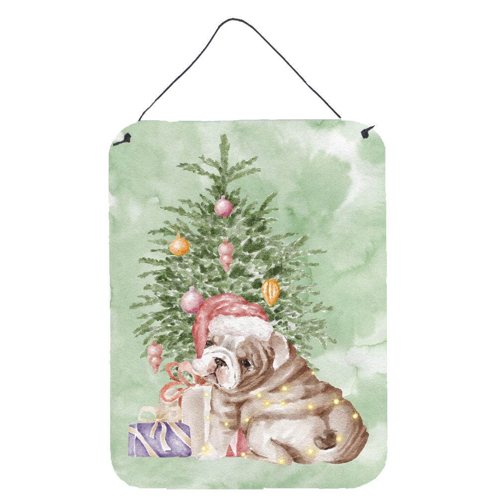 Buy this Christmas English Bulldog Puppy Wall or Door Hanging Prints