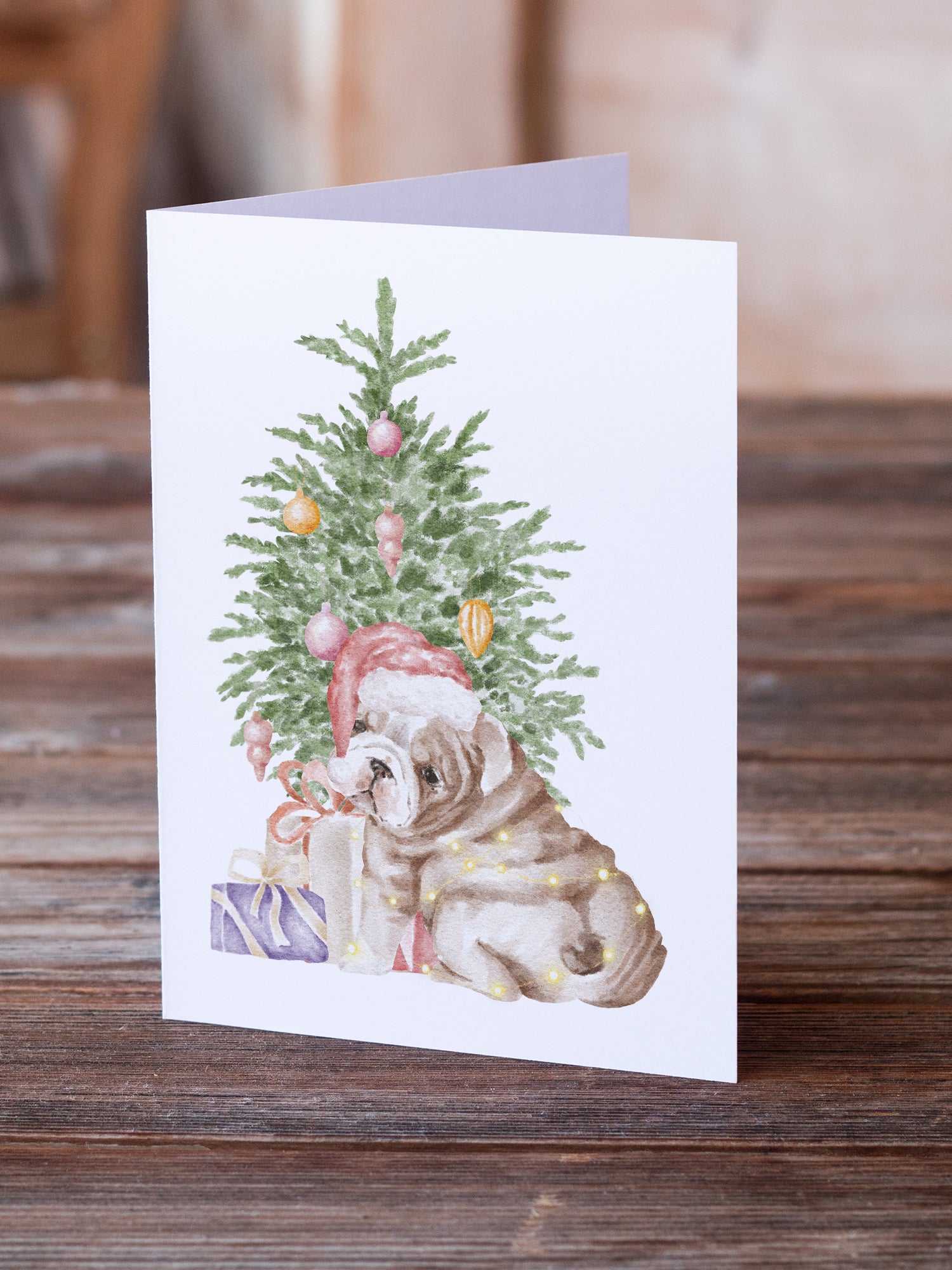 Buy this Christmas English Bulldog Puppy Greeting Cards and Envelopes Pack of 8