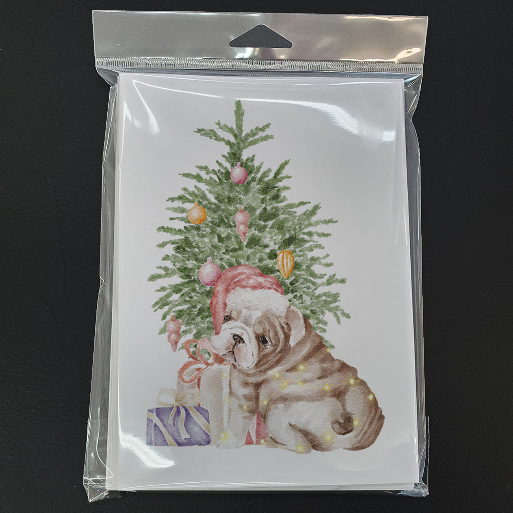 Christmas English Bulldog Puppy Greeting Cards and Envelopes Pack of 8 - the-store.com