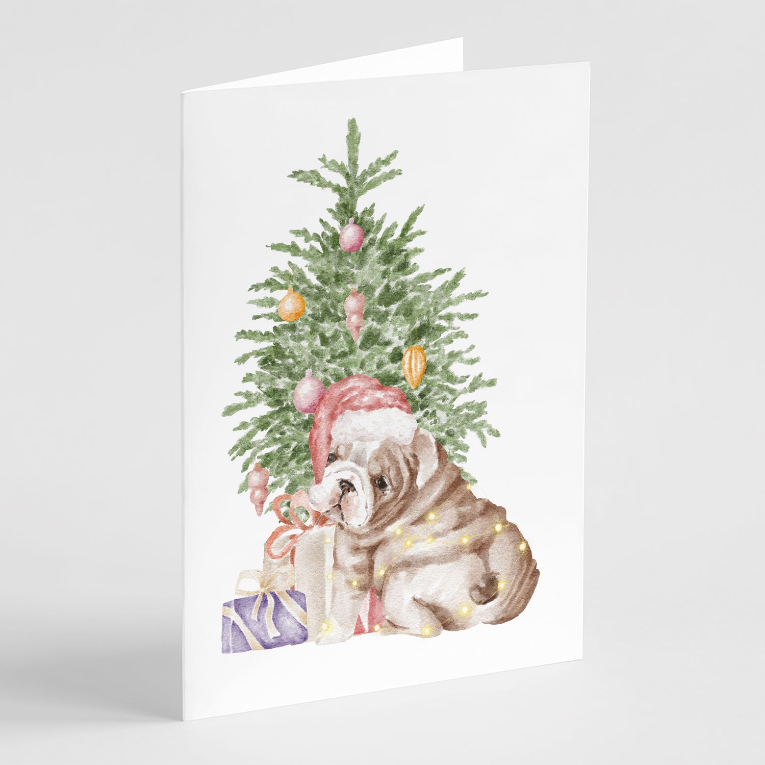 Buy this Christmas English Bulldog Puppy Greeting Cards and Envelopes Pack of 8