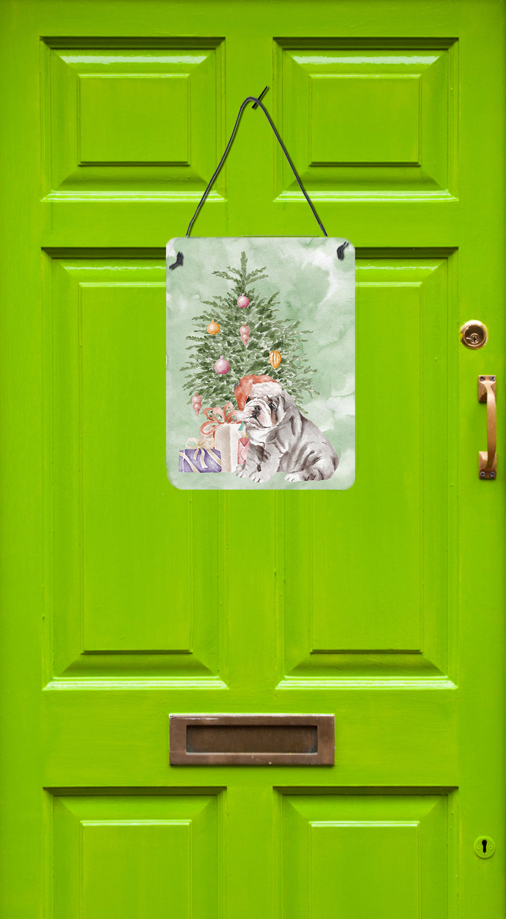 Christmas English Bulldog Puppy #2 Wall or Door Hanging Prints - the-store.com
