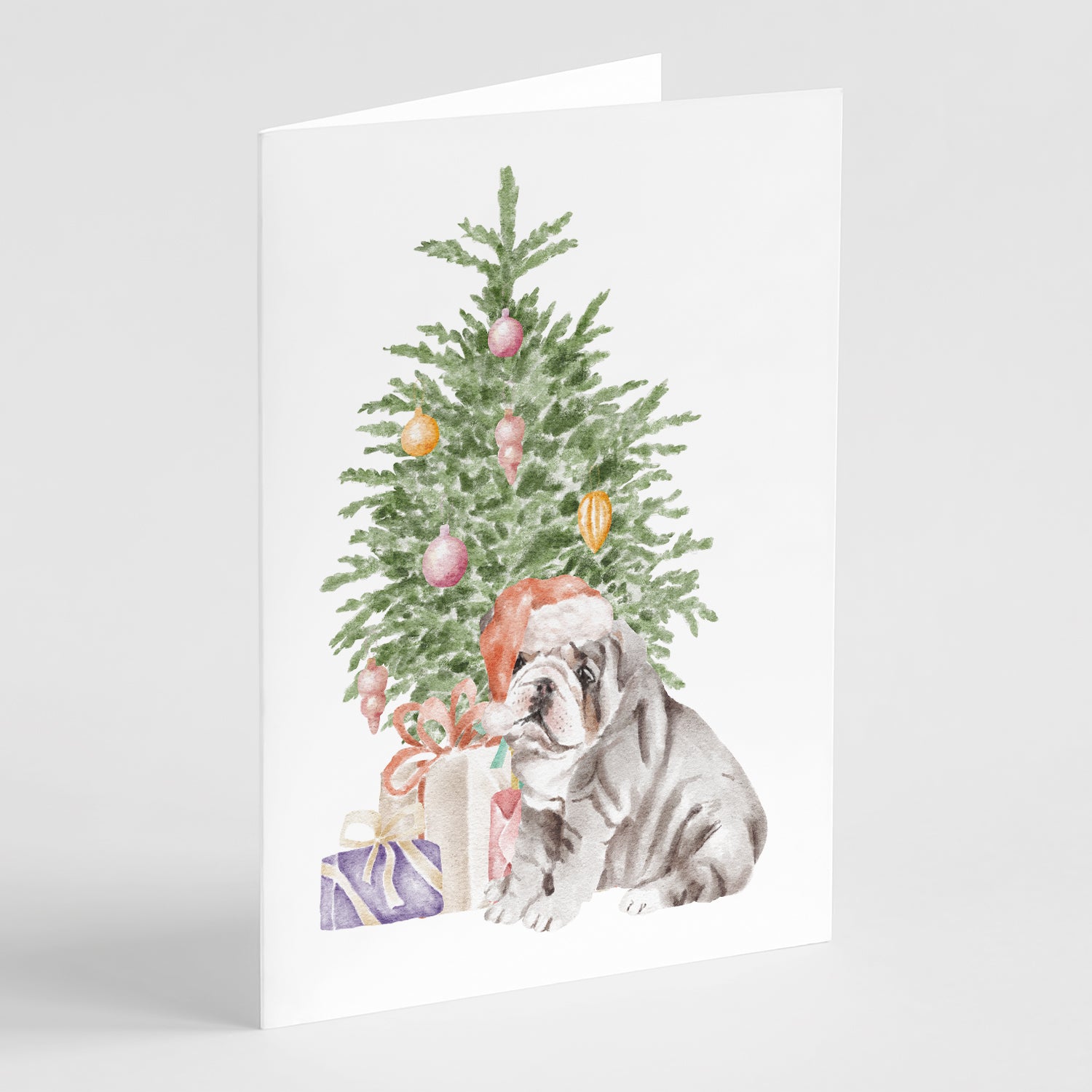 Buy this Christmas English Bulldog Puppy #2 Greeting Cards and Envelopes Pack of 8