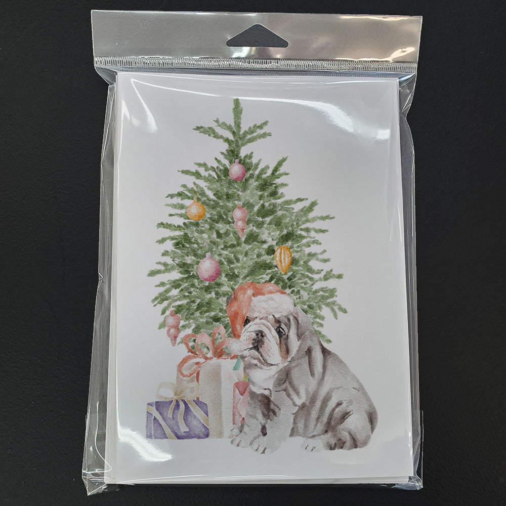 Christmas English Bulldog Puppy #2 Greeting Cards and Envelopes Pack of 8 - the-store.com