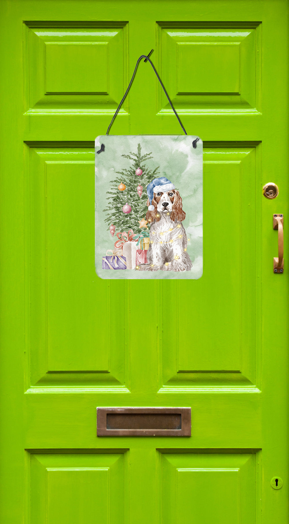 Christmas English Cocker Spaniel Red White Wall or Door Hanging Prints - the-store.com