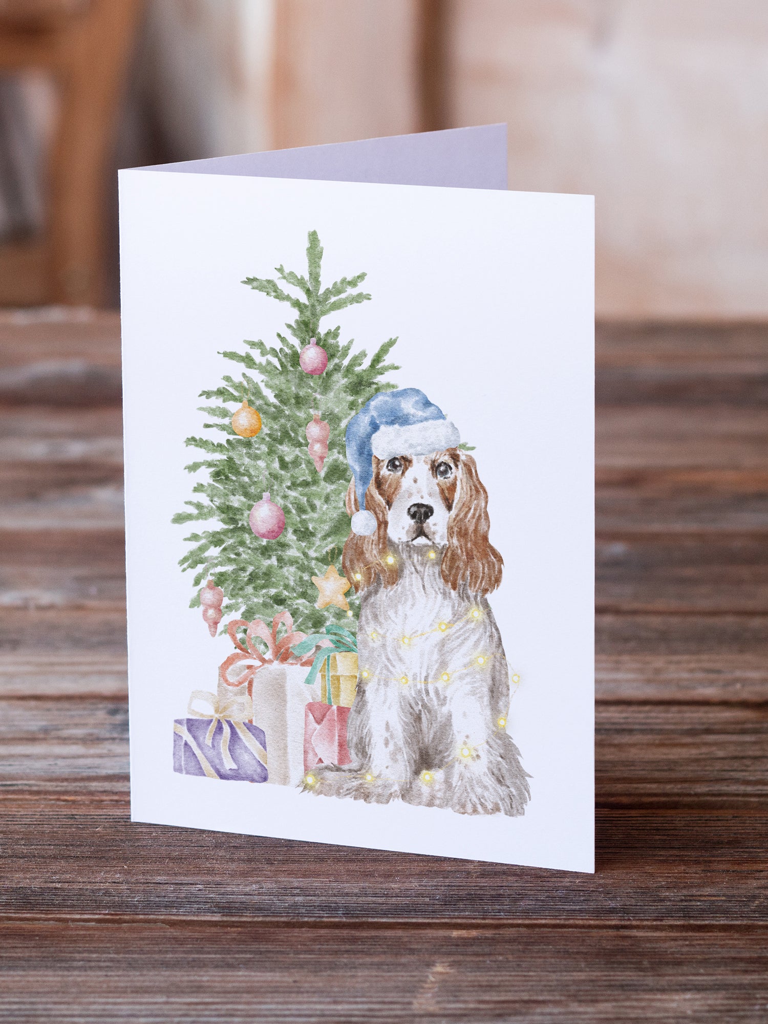 Buy this Christmas English Cocker Spaniel Red White Greeting Cards and Envelopes Pack of 8