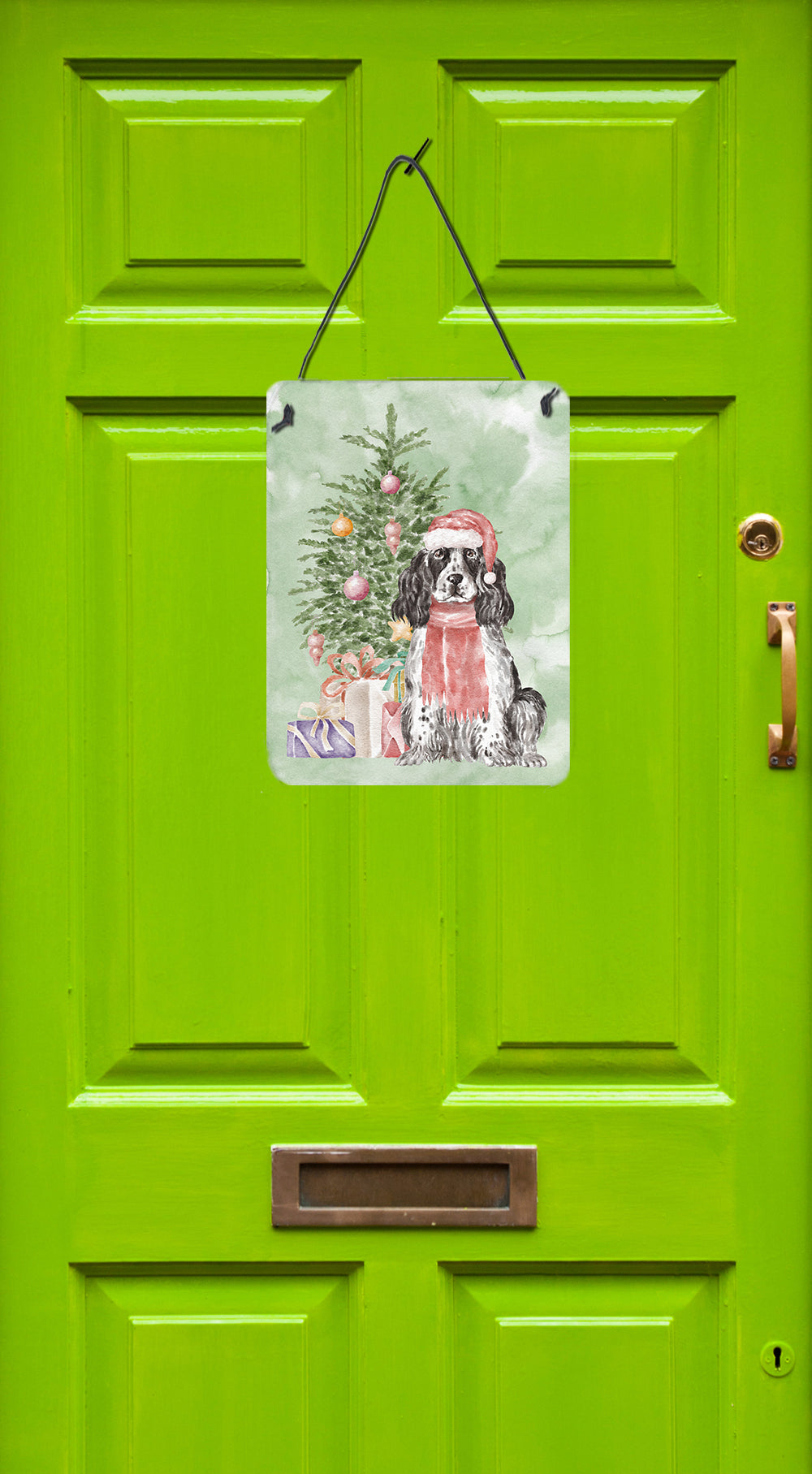 Christmas English Cocker Spaniel Black Parti Wall or Door Hanging Prints - the-store.com