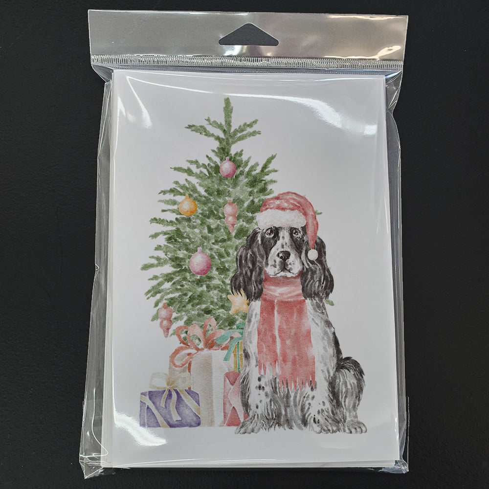 Christmas English Cocker Spaniel Black Parti Greeting Cards and Envelopes Pack of 8 - the-store.com